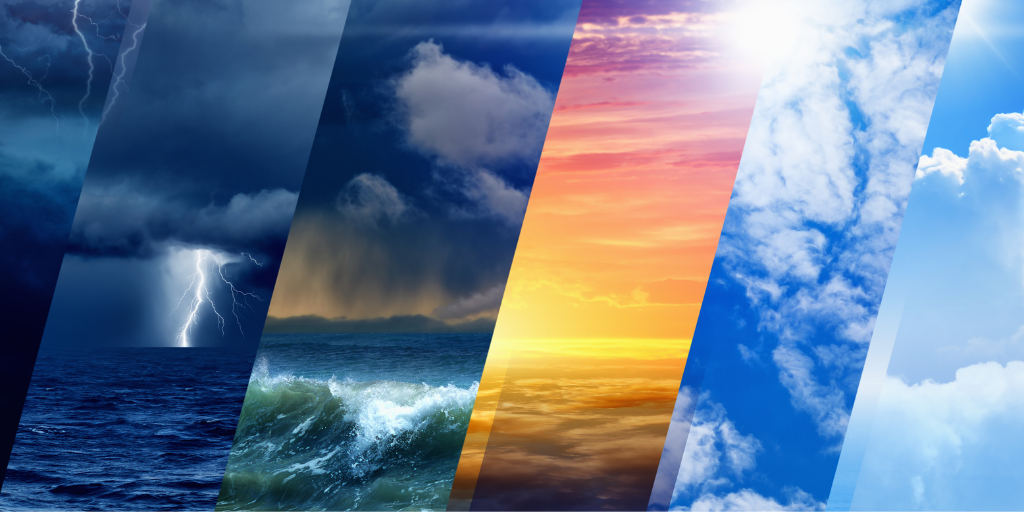 An image showing many different kinds of weather.